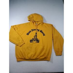 Retro Disney Yellow Hoodie XL Walt Disney World Sweatshirt Long Sleeves